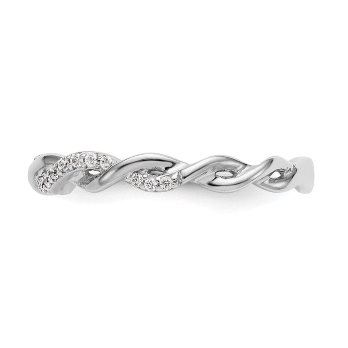 Buy Stylish 14K White Gold Criss-Cross Diamond Wedding Band, 1/8 Carat-3