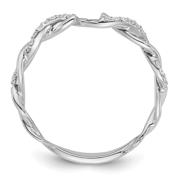 14K White Gold Criss-Cross Engagement Ring with 1/10 Carat Diamond
