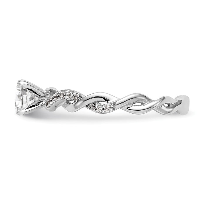 Buy 14K White Gold Criss-Cross Engagement Ring with 1/10 Carat Diamond Luxury-3
