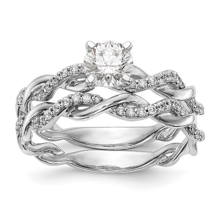 Buy 14K White Gold Criss-Cross Engagement Ring with 1/10 Carat Diamond Luxury-7