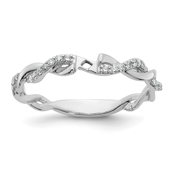 14K White Gold Criss-Cross Engagement Ring with 1/10 Carat Diamond