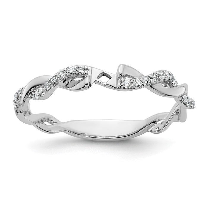 Buy 14K White Gold Criss-Cross Engagement Ring with 1/10 Carat Diamond Luxury-1