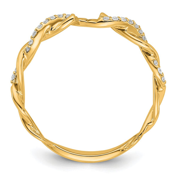 14K Yellow Gold Criss-Cross Diamond Semi-Mount Engagement Ring