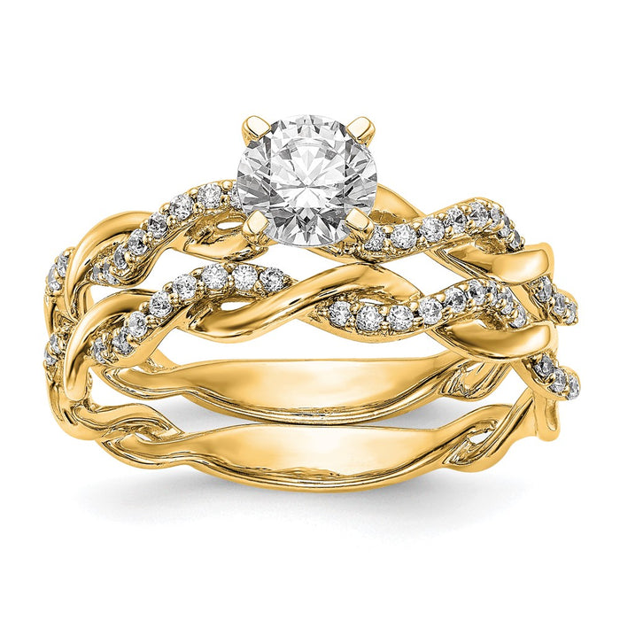 Buy 14K Yellow Gold Criss-Cross Diamond Semi-Mount Engagement Ring - Stylish Value!-7