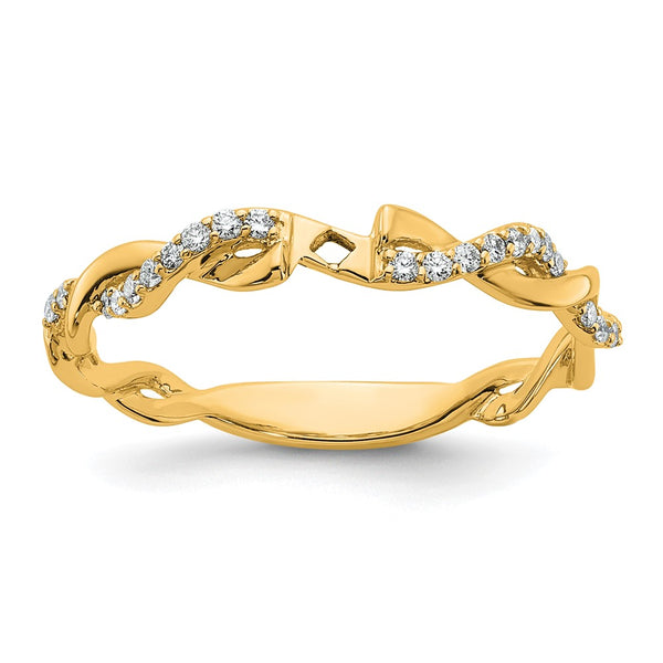 14K Yellow Gold Criss-Cross Diamond Semi-Mount Engagement Ring