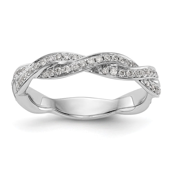 14K White Gold Criss-Cross Wedding Band - 1/3 Carat Diamonds