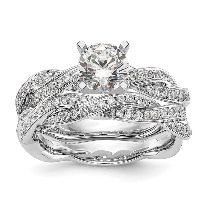 Buy Stylish 14K White Gold Criss-Cross Engagement Ring with 3/8 Carat Diamond-6