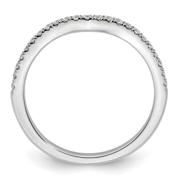 14K White Gold Contoured Wedding Band - 1/4 Carat Diamond