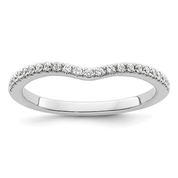 14K White Gold Contoured Wedding Band - 1/4 Carat Diamond