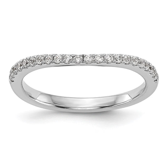 High-Quality 14K White Gold Contoured Wedding Band, 1/5 Carat Diamond Value