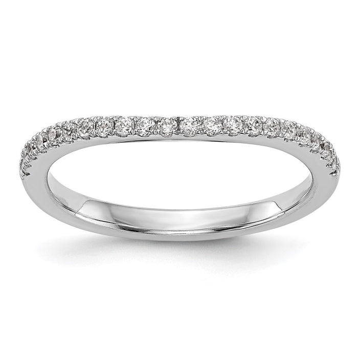 High-Quality 14K White Gold Contoured Wedding Band, 1/5 Carat Diamond Value-1