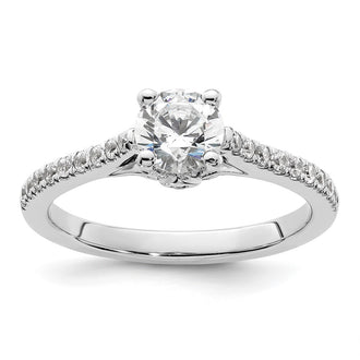 Exclusive 14K White Gold Semi-Mount Engagement Ring for 3/4 Carat Center