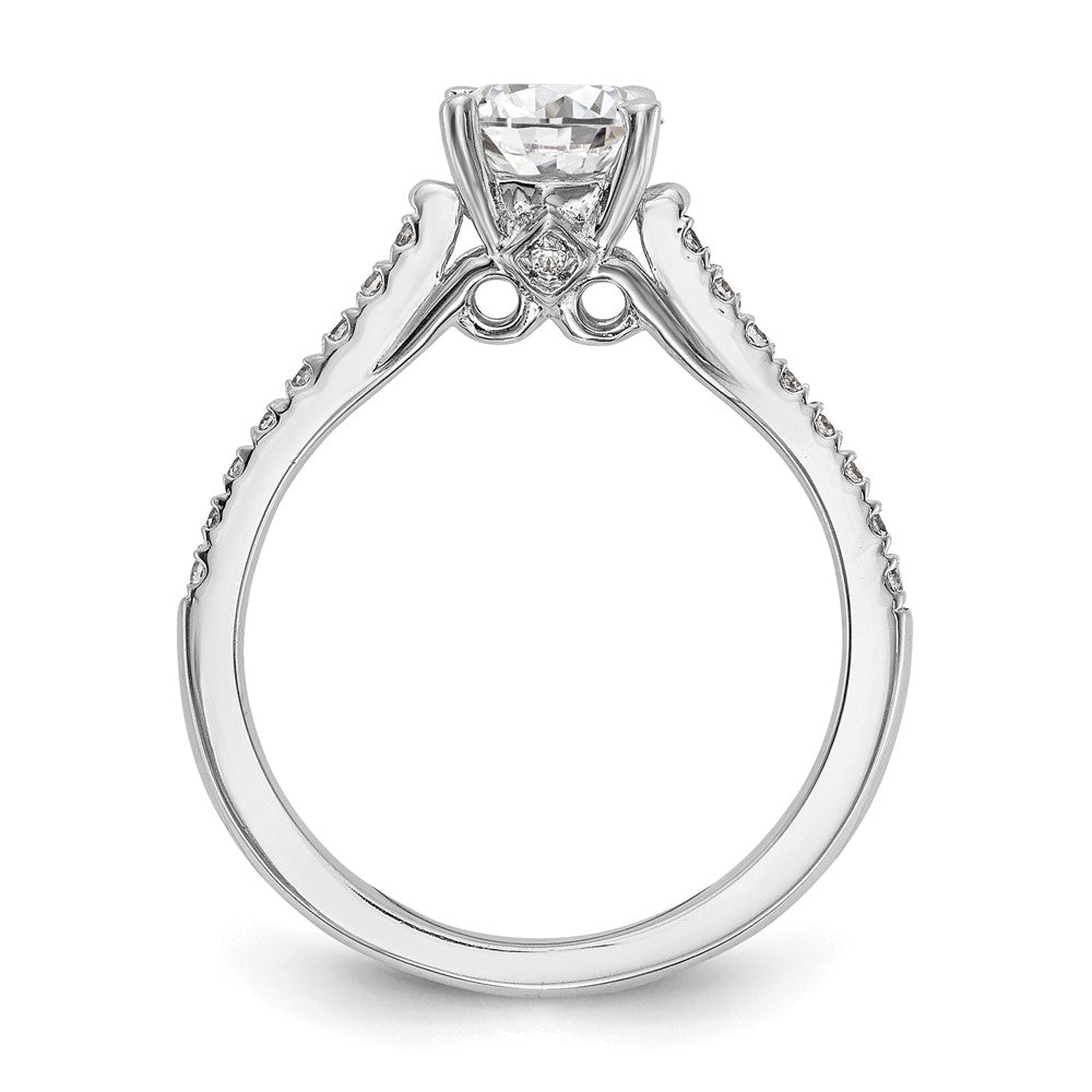Exclusive 14K White Gold Semi-Mount Engagement Ring, 1 Carat Round, Stylish Design