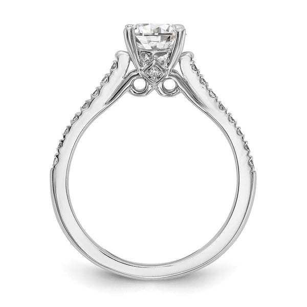 14K White Gold Semi-Mount Engagement Ring, 1 Carat Round
