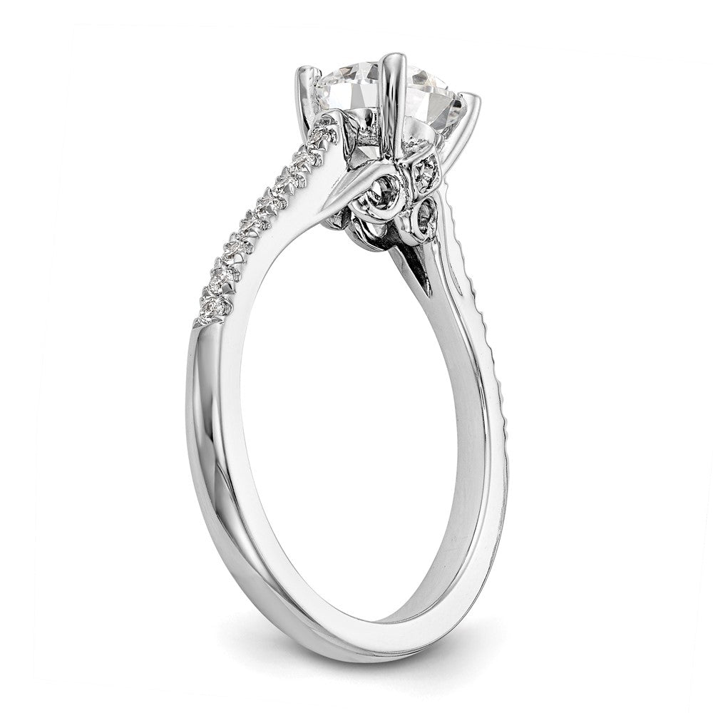 Exclusive 14K White Gold Semi-Mount Engagement Ring, 1 Carat Round, Stylish Design