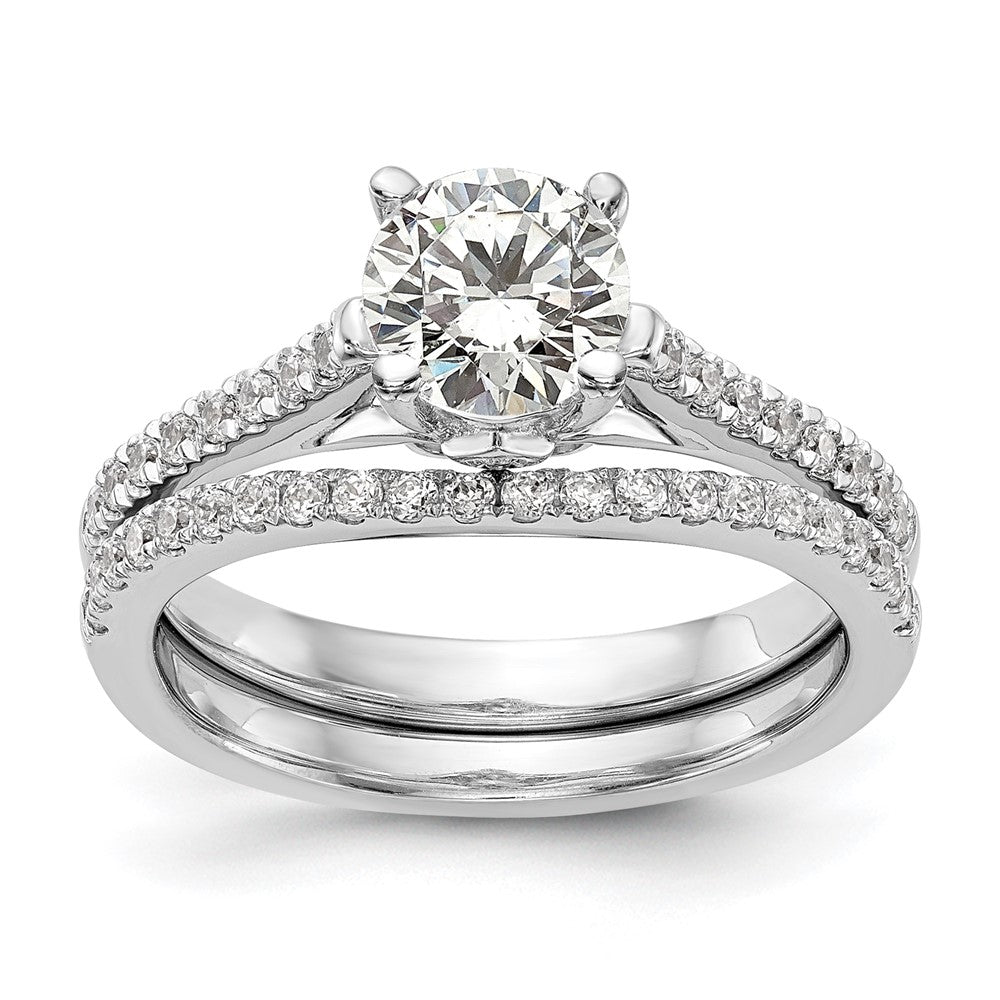 Exclusive 14K White Gold Semi-Mount Engagement Ring, 1 Carat Round, Stylish Design