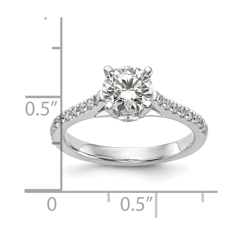 Exclusive 14K White Gold Semi-Mount Engagement Ring, 1 Carat Round, Stylish Design
