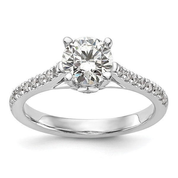 14K White Gold Semi-Mount Engagement Ring, 1 Carat Round