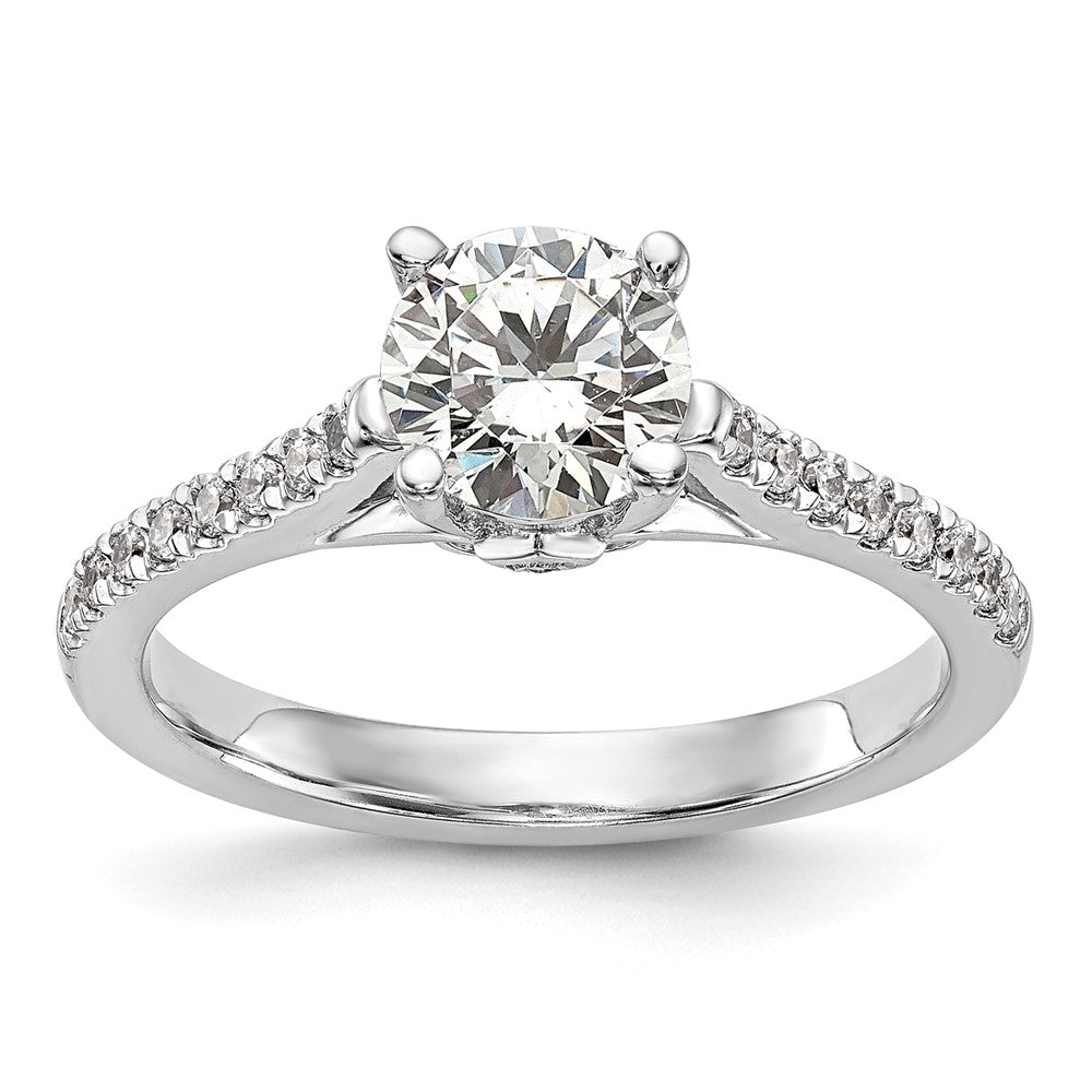 Exclusive 14K White Gold Semi-Mount Engagement Ring, 1 Carat Round, Stylish Design