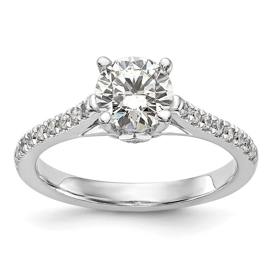 Exclusive 14K White Gold Semi-Mount Engagement Ring, 1 Carat Round, Stylish Design