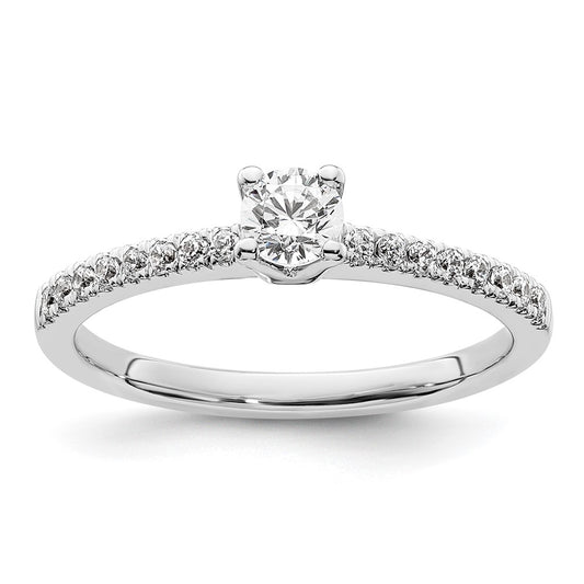 High-quality 14K White Gold Semi-Mount Engagement Ring for 1/4 Carat Stone