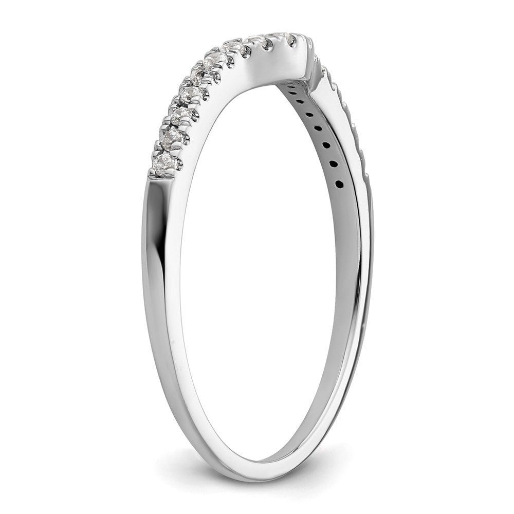 Buy 14K White Gold Contoured Wedding Band with 1/8 Carat Diamonds - Stylish Value!