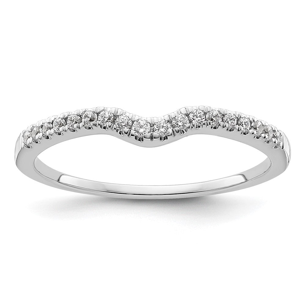 Buy 14K White Gold Contoured Wedding Band with 1/8 Carat Diamonds - Stylish Value!
