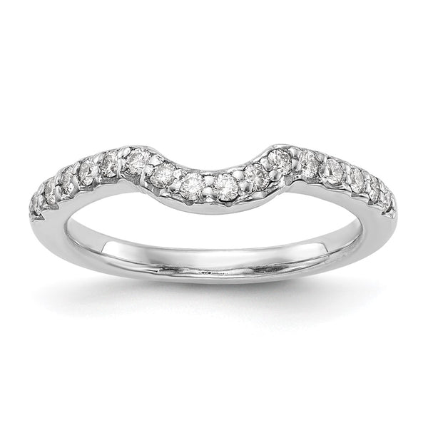 14K White Gold Contoured Wedding Band with 1/4 Carat Diamond - Style GR1-1022613