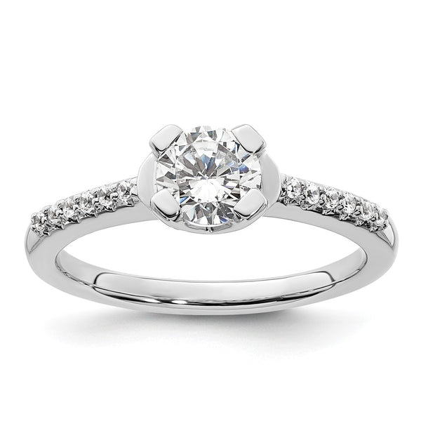 14K White Gold Semi-Mount Engagement Ring, 5.80mm, 1/10 Carat Diamonds