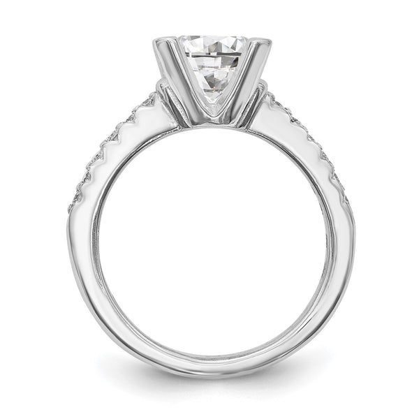 14K White Gold Semi-Mount Engagement Ring for 2 Carat Gemstone
