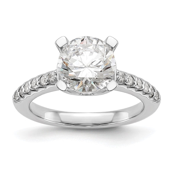 14K White Gold Semi-Mount Engagement Ring for 2 Carat Gemstone