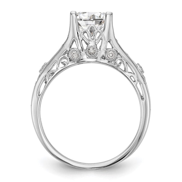 14K White Gold Engagement Ring Semi-Mount for 1 Carat Round