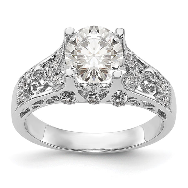 14K White Gold Engagement Ring Semi-Mount for 1 Carat Round