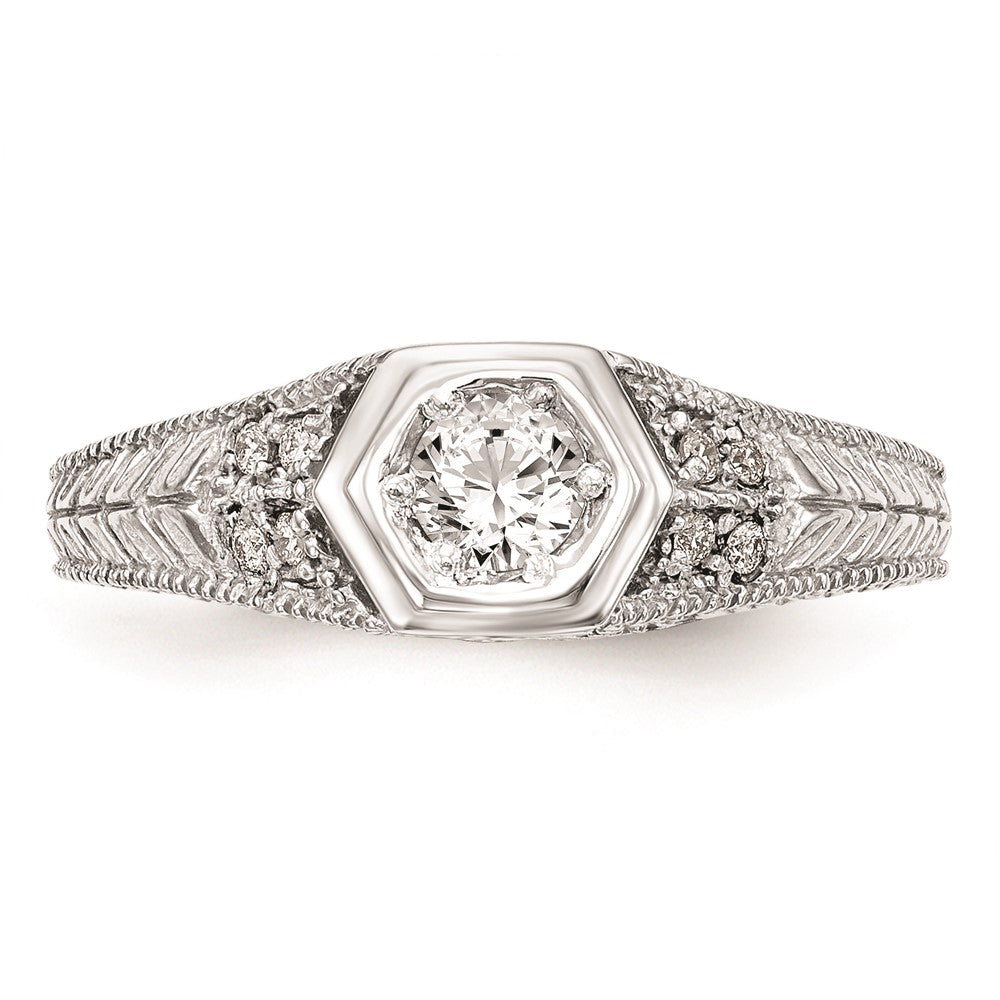 Buy Stylish 14K White Gold Hexagonal Bezel Engagement Ring Setting - 5g