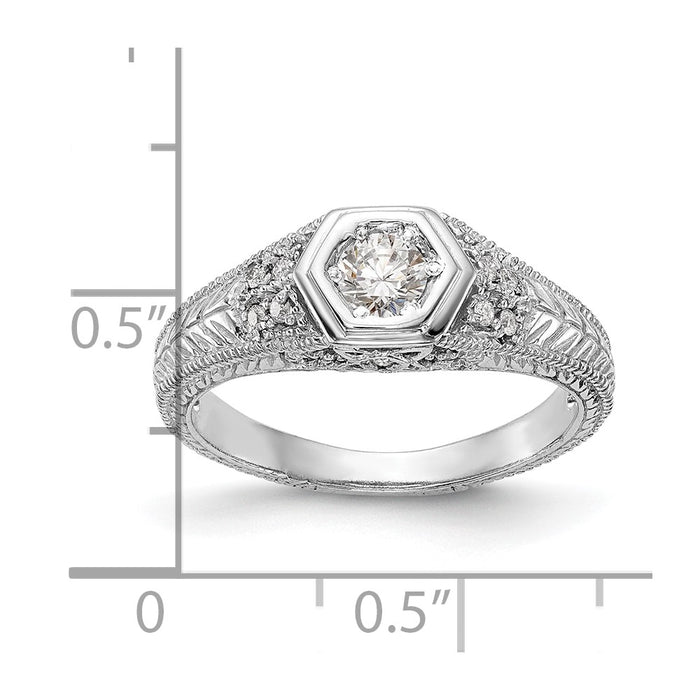 Buy Stylish 14K White Gold Hexagonal Bezel Engagement Ring Setting - 5g-6