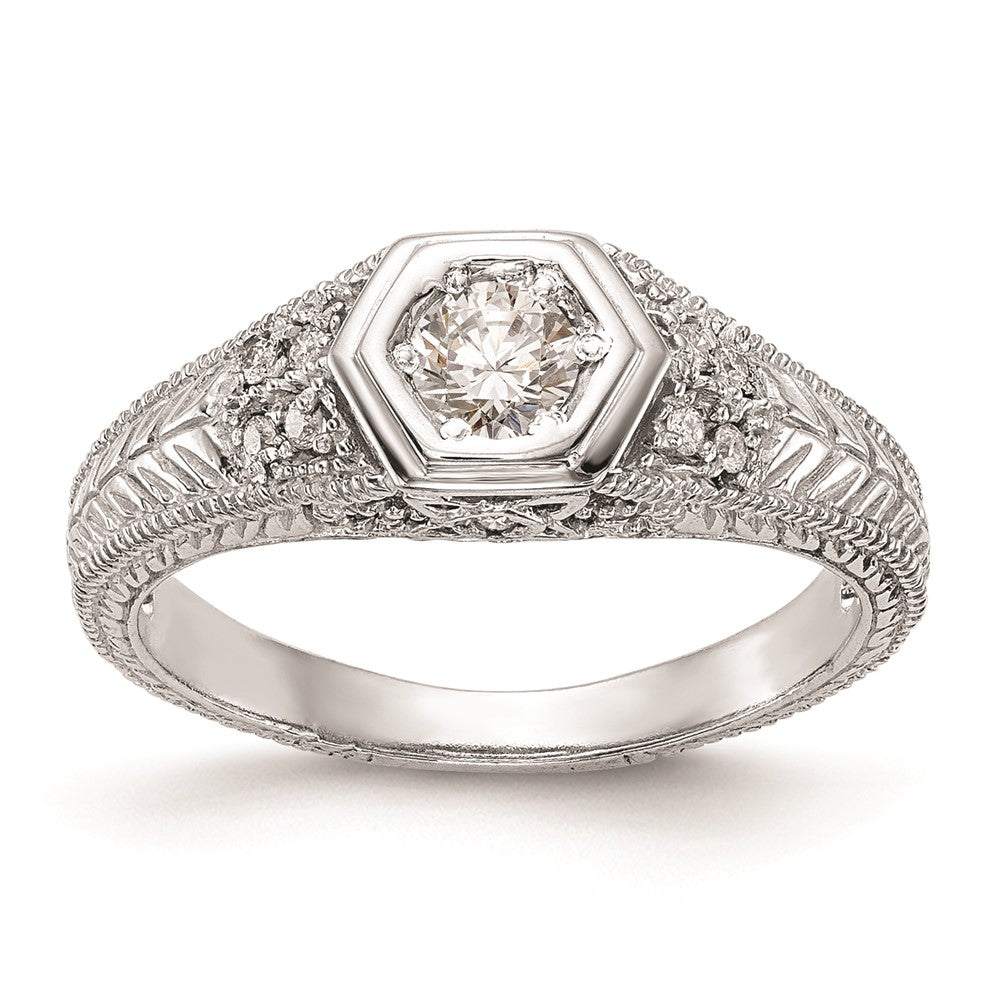 Buy Stylish 14K White Gold Hexagonal Bezel Engagement Ring Setting - 5g