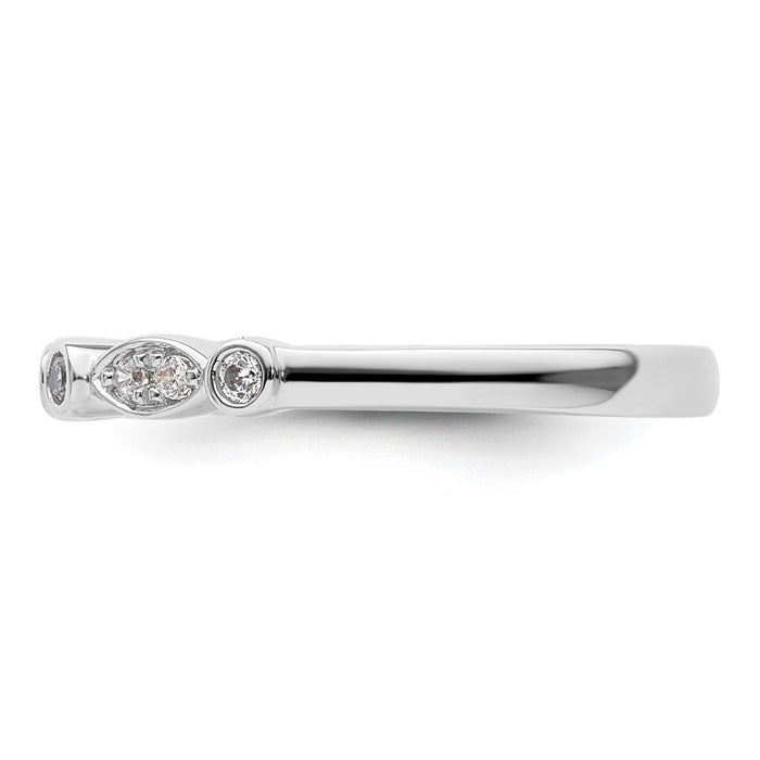 Buy Stylish 14K White Gold Wedding Band Set with 1/6 Carat Diamonds-3