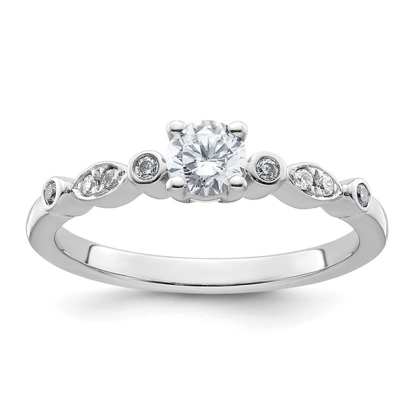 14K White Gold Semi-Mount Engagement Ring for 1/3 Carat Stone