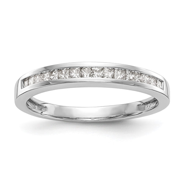 14K White Gold Wedding Band - 1/5 Carat Princess Cut Diamonds