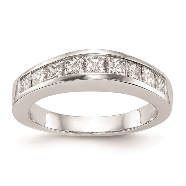 14K White Gold Princess Cut Wedding Band - Channel Set