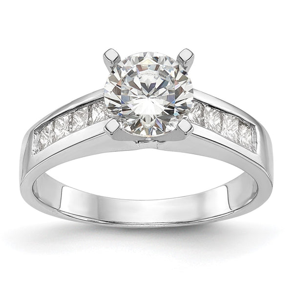 14K White Gold Channel-Set Semi-Mount Engagement Ring, 3/8 Carat Diamonds
