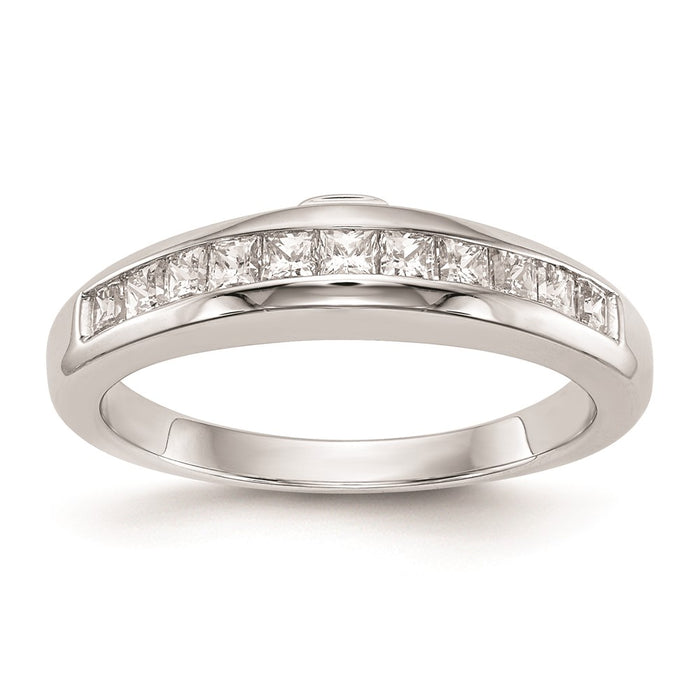 Buy Stylish 14K White Gold Princess Cut Channel Set Wedding Band - Value!-1