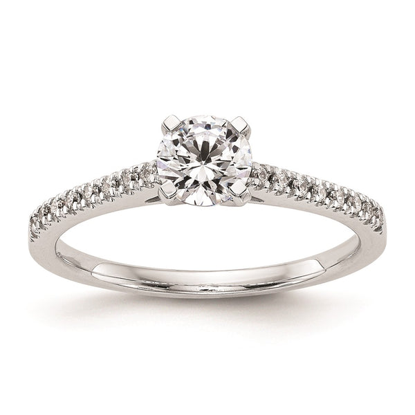 10K White Gold Semi-Mount Engagement Ring, 1/10 Carat Diamond