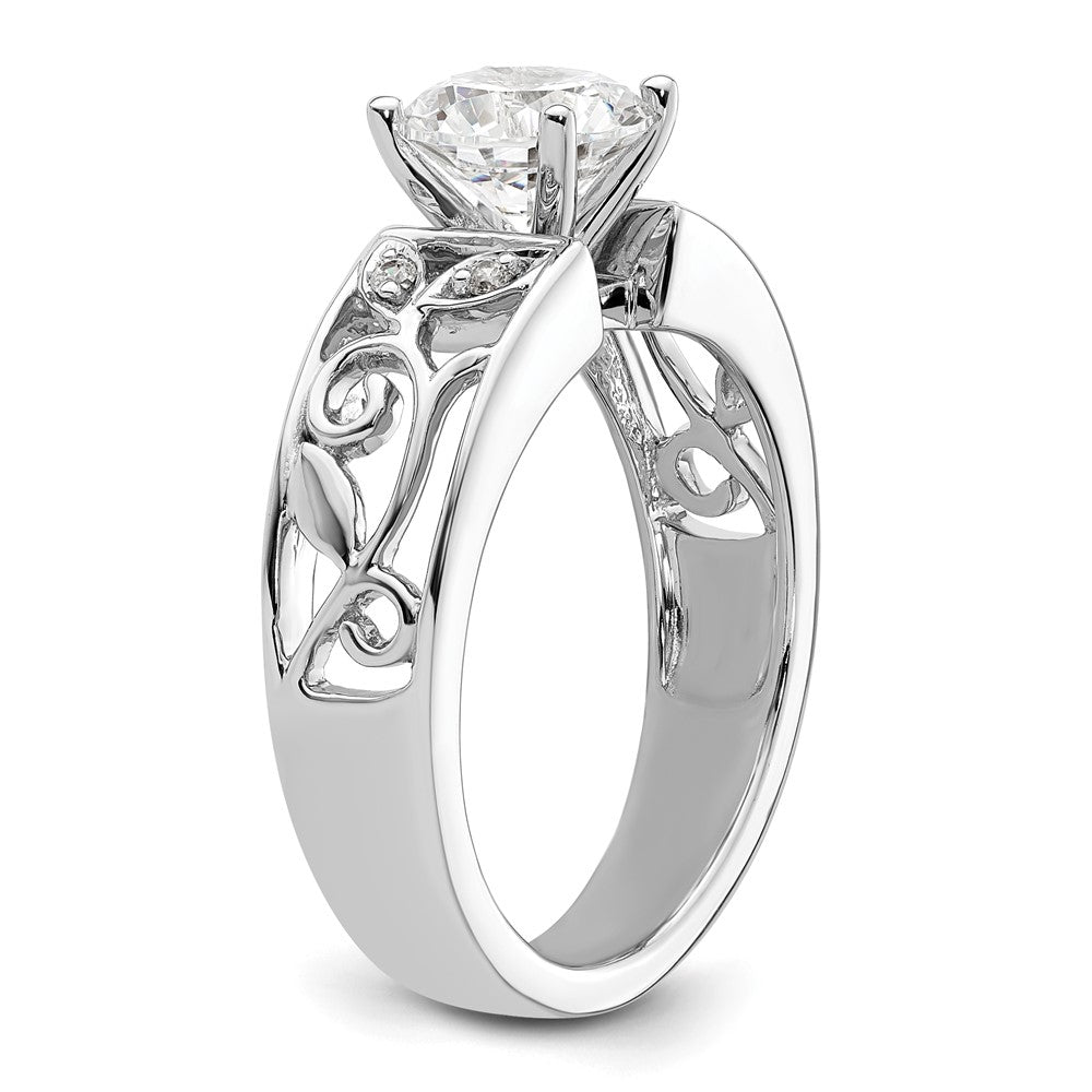 Exclusive 14K White Gold Leaf Engagement Ring, 1/20 Carat Diamond, Stylish Value