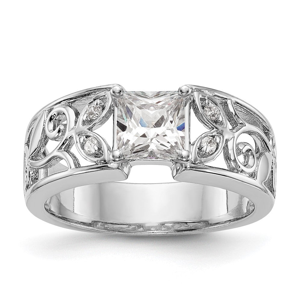 Exclusive 14K White Gold Leaf-Inspired Engagement Ring with 1/20 Carat Diamond