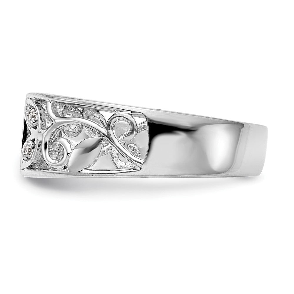 Exclusive 14K White Gold Leaf-Inspired Engagement Ring with 1/20 Carat Diamond