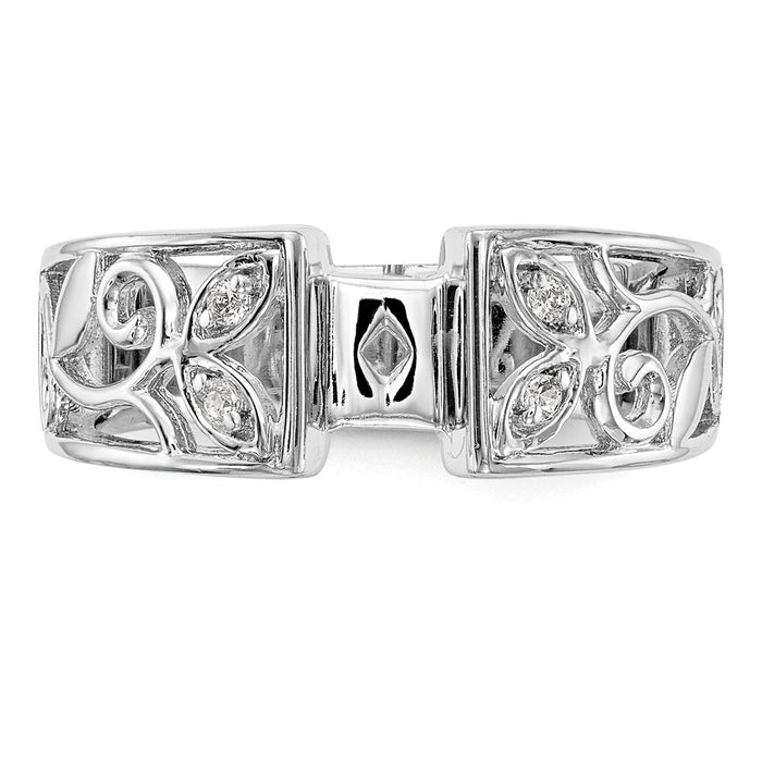 Exclusive 14K White Gold Leaf-Inspired Engagement Ring with 1/20 Carat Diamond-4