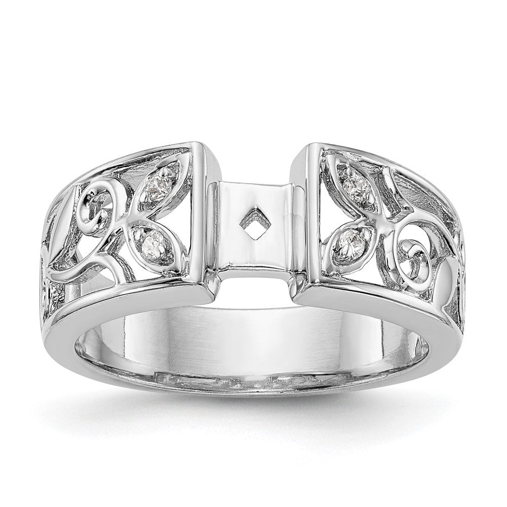 Exclusive 14K White Gold Leaf-Inspired Engagement Ring with 1/20 Carat Diamond