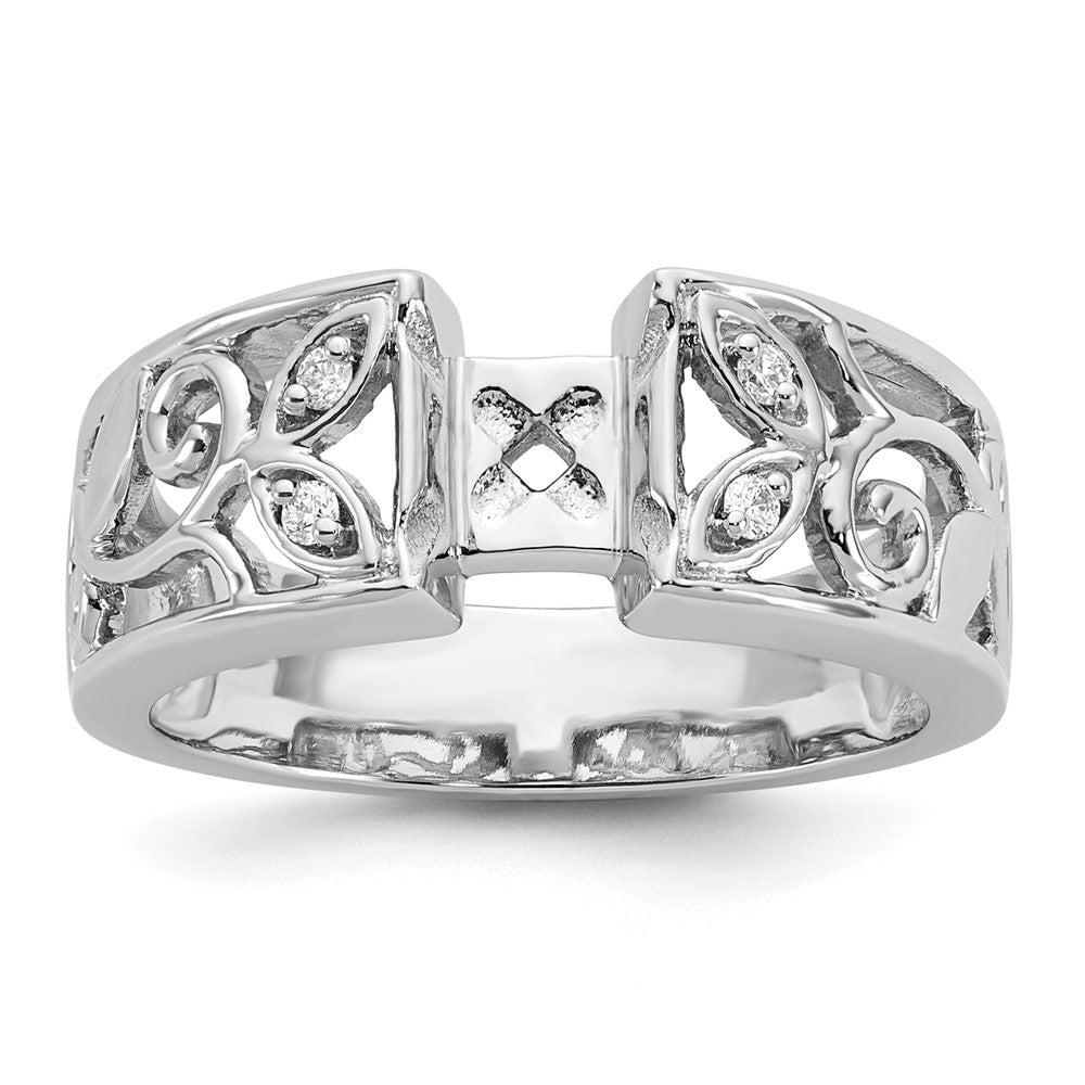 Exclusive 14K White Gold Leaf-Inspired Engagement Ring with 1/20 Carat Diamond