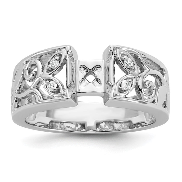 Exclusive 14K White Gold Leaf-Inspired Engagement Ring with 1/20 Carat Diamond-1